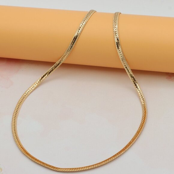 ✔ACCEPT OFFER Jewelry - Elegant Rose Gold Flat Herringbone Chain Necklace, XPNL0259